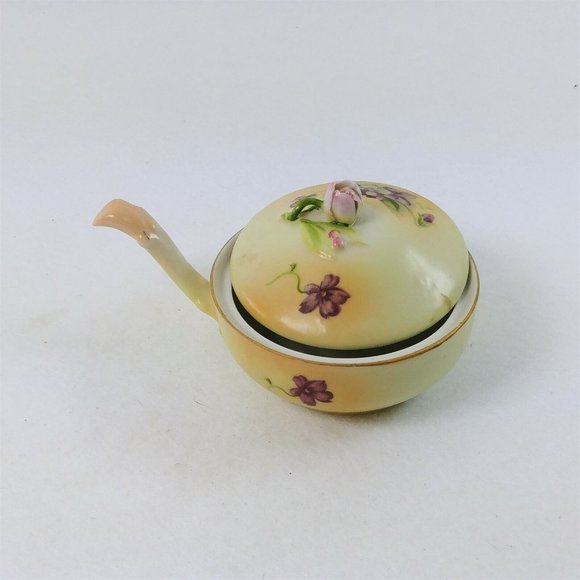 Trinket Dish with Lid Hal Sey Fifth Japan Porcelain Hand Painted Pastel Floral - Picture 8 of 8